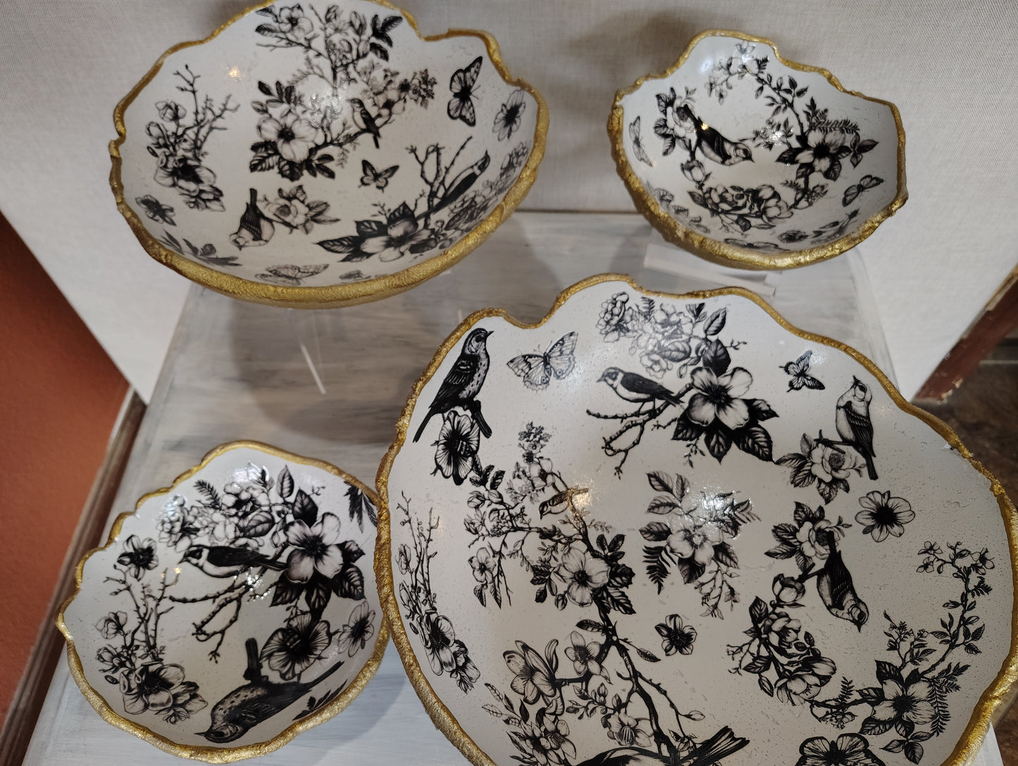 Black & White Chinoiserie Concrete Bowls