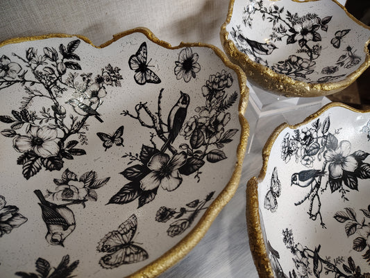 Black & White Chinoiserie Concrete Bowls