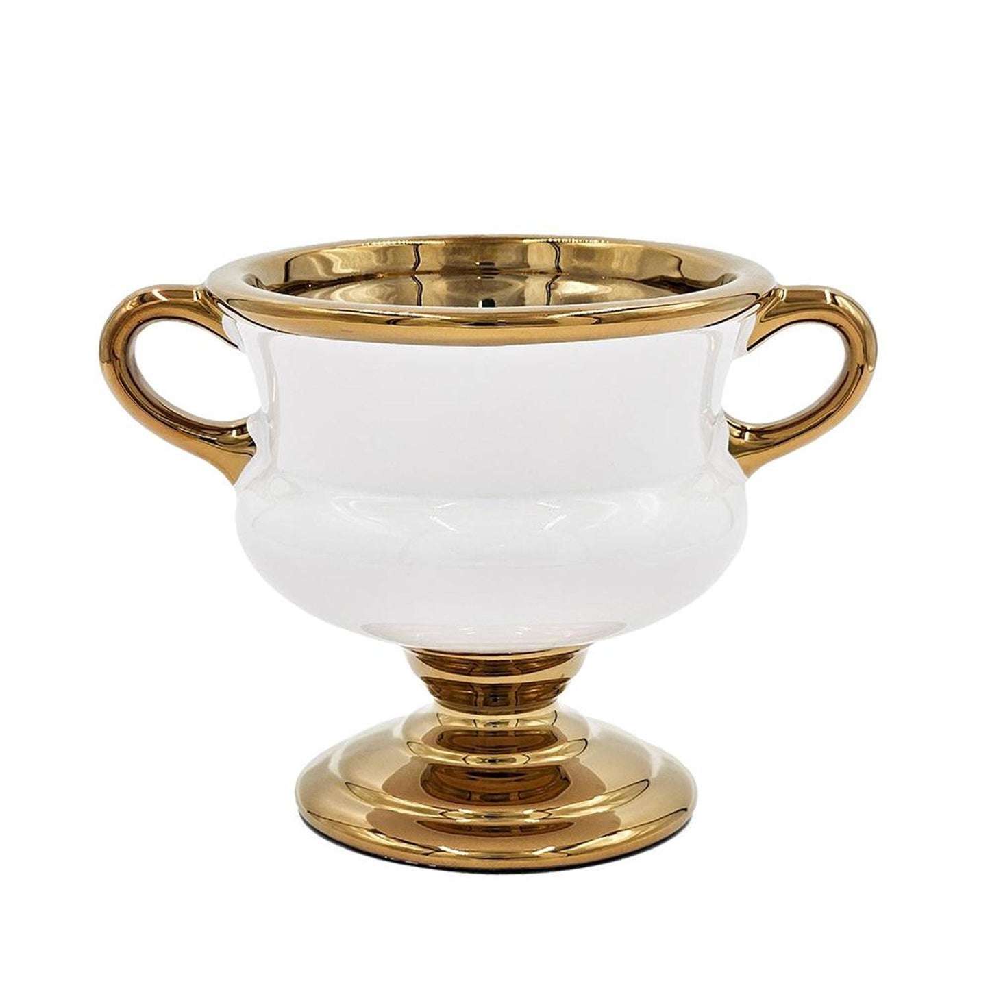 6" White And Gold Amphora Ceramic Table Vase-1