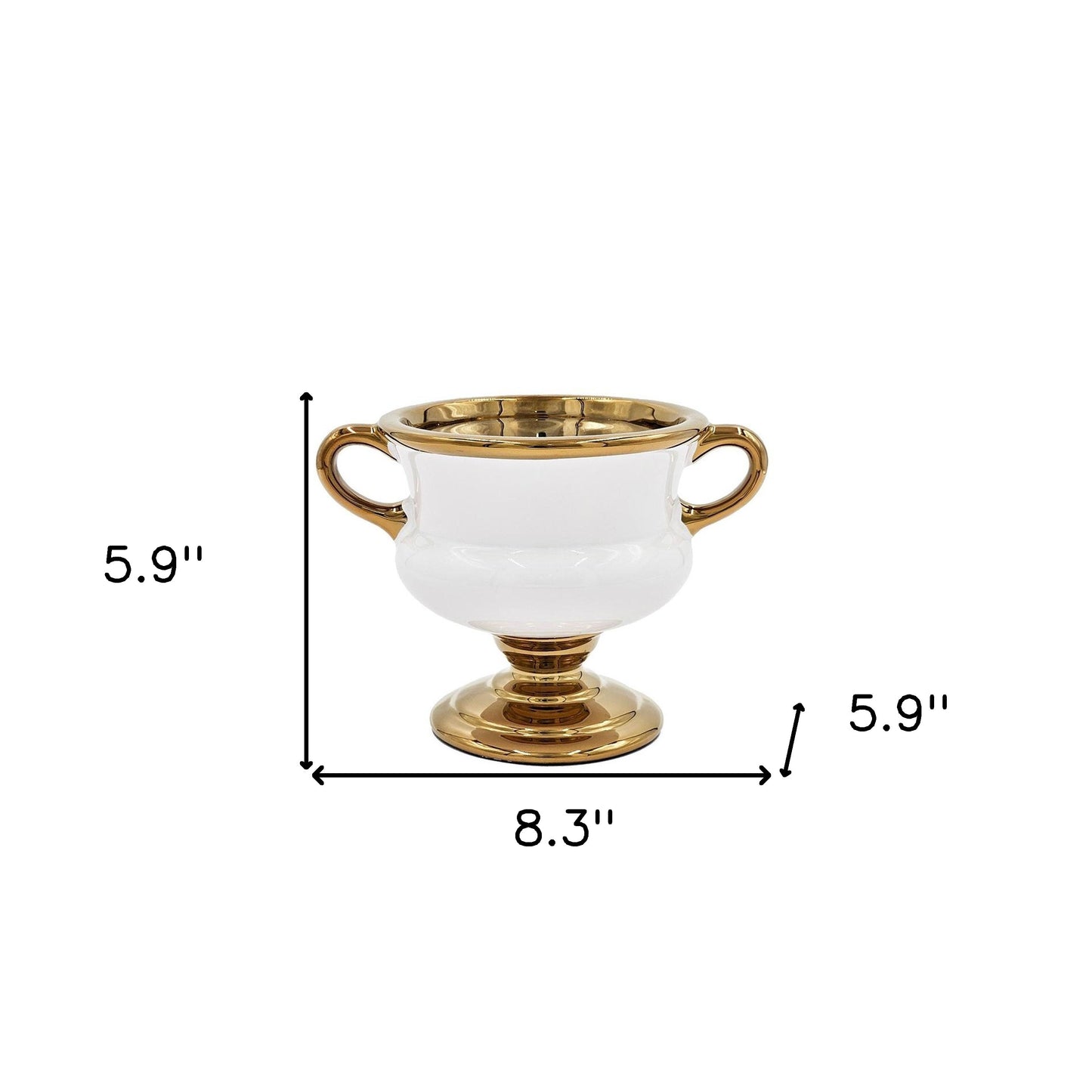 6" White And Gold Amphora Ceramic Table Vase-8