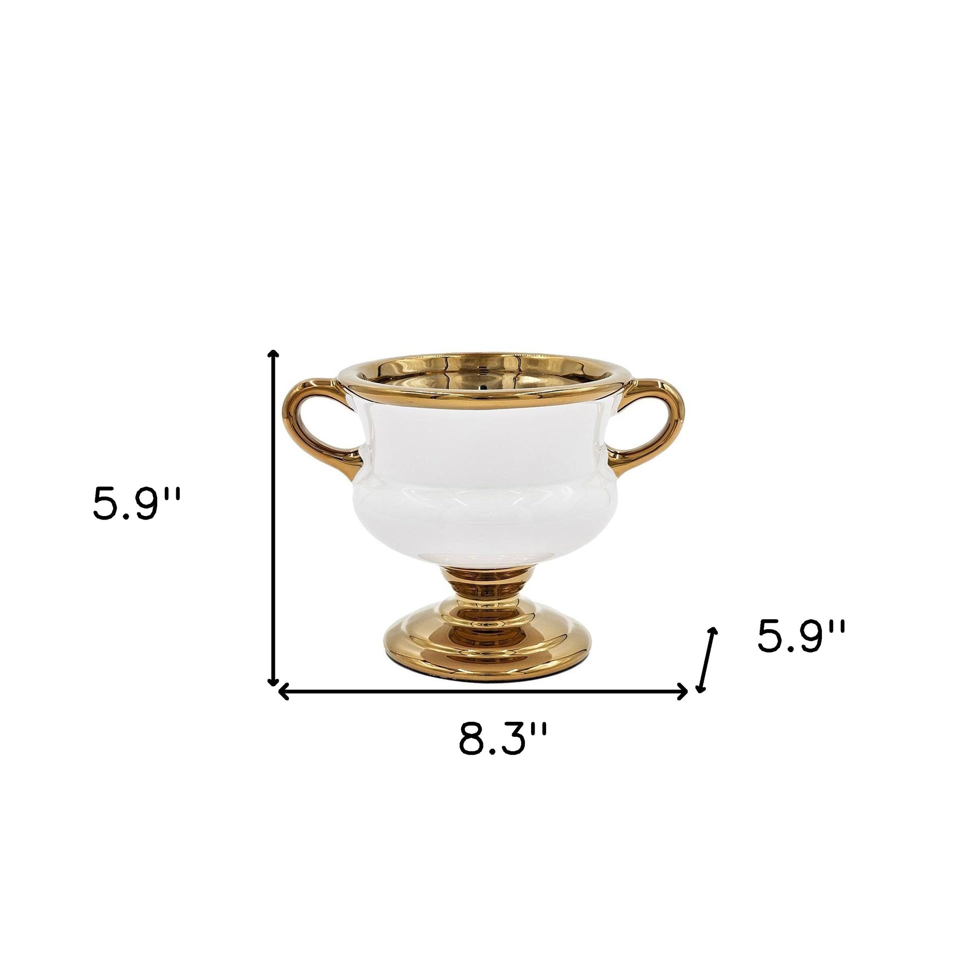 6" White And Gold Amphora Ceramic Table Vase-8