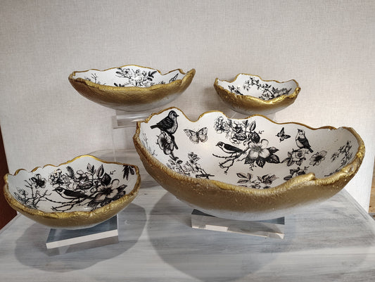 Black & White Chinoiserie Concrete Bowls